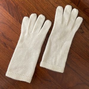 NWOT PORTOLANO Off White 100% Cashmere Knit Gloves - O/S